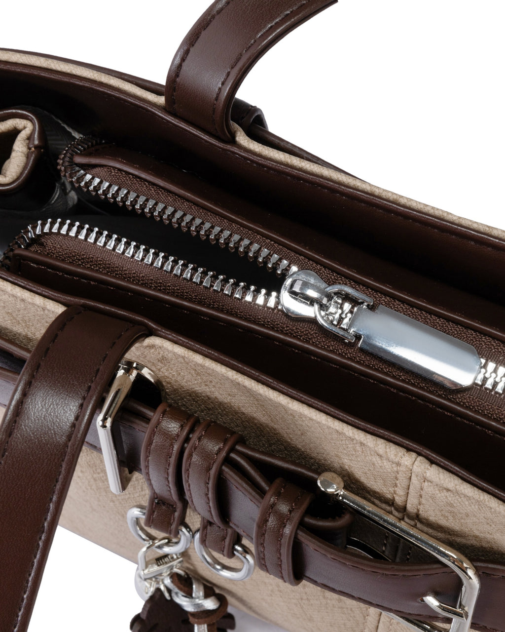 Belted Faux Leather Shoulder Bag with Leaf Charm