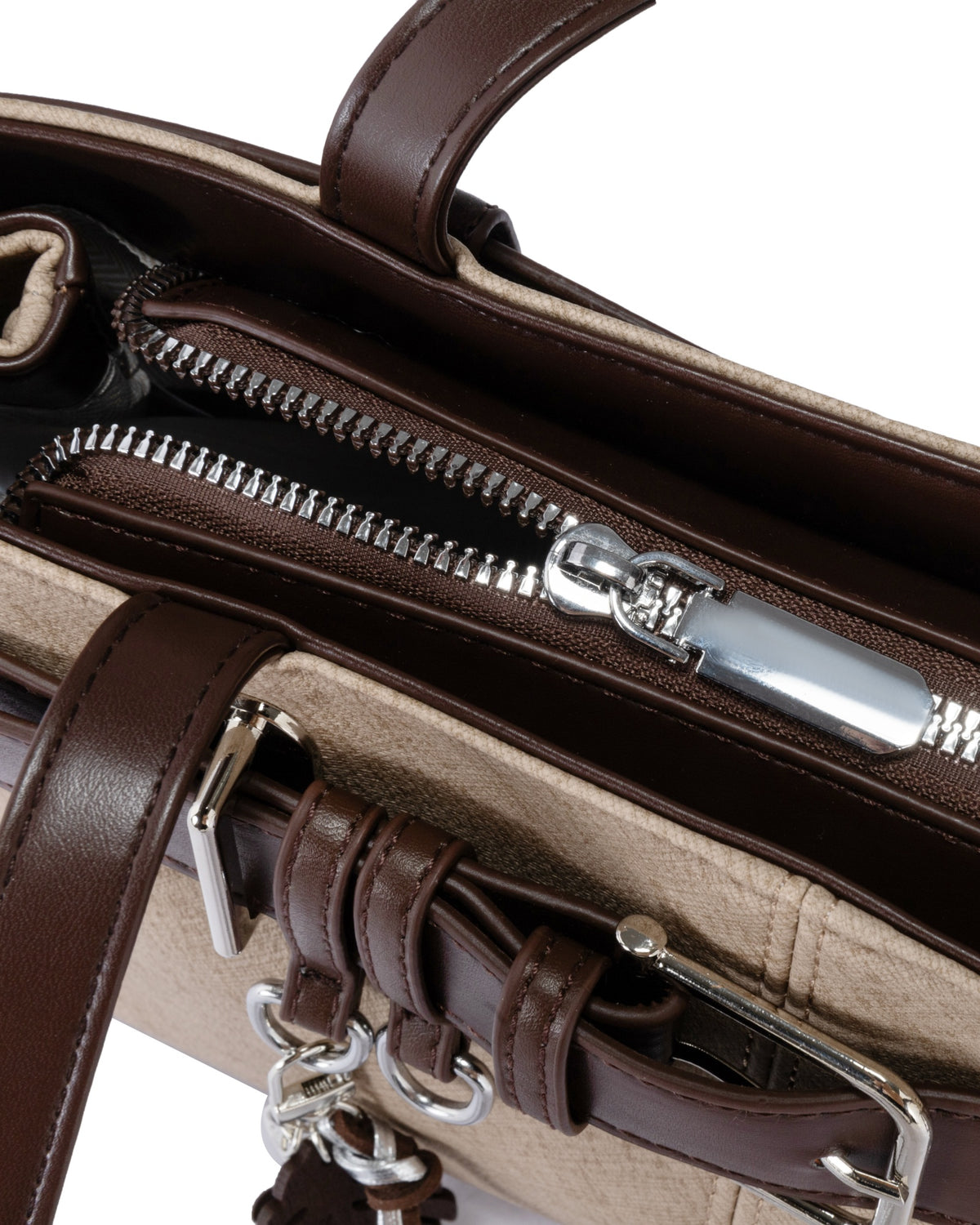 Belted Faux Leather Shoulder Bag with Leaf Charm
