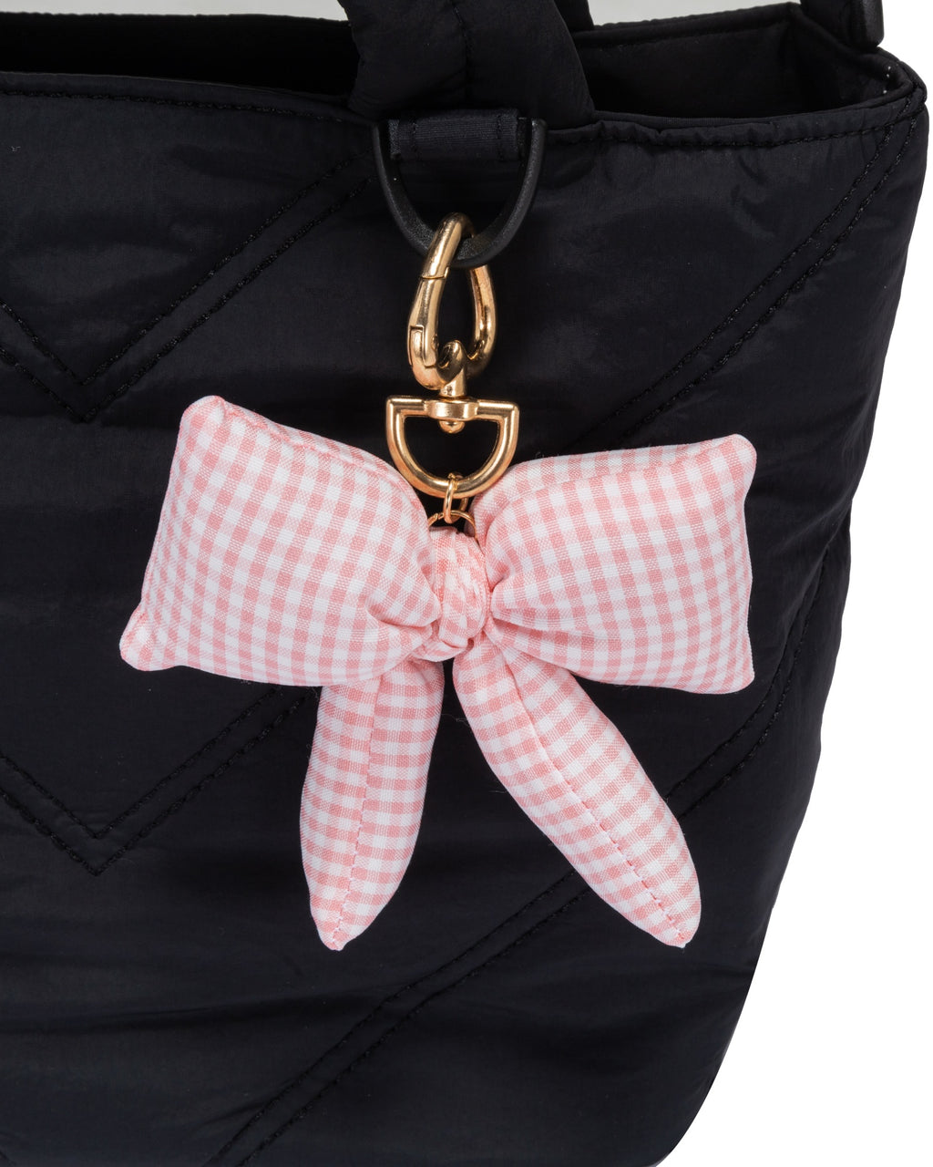 Mini Puffer Tote Bag - Crossbody Strap & Bow Charm
