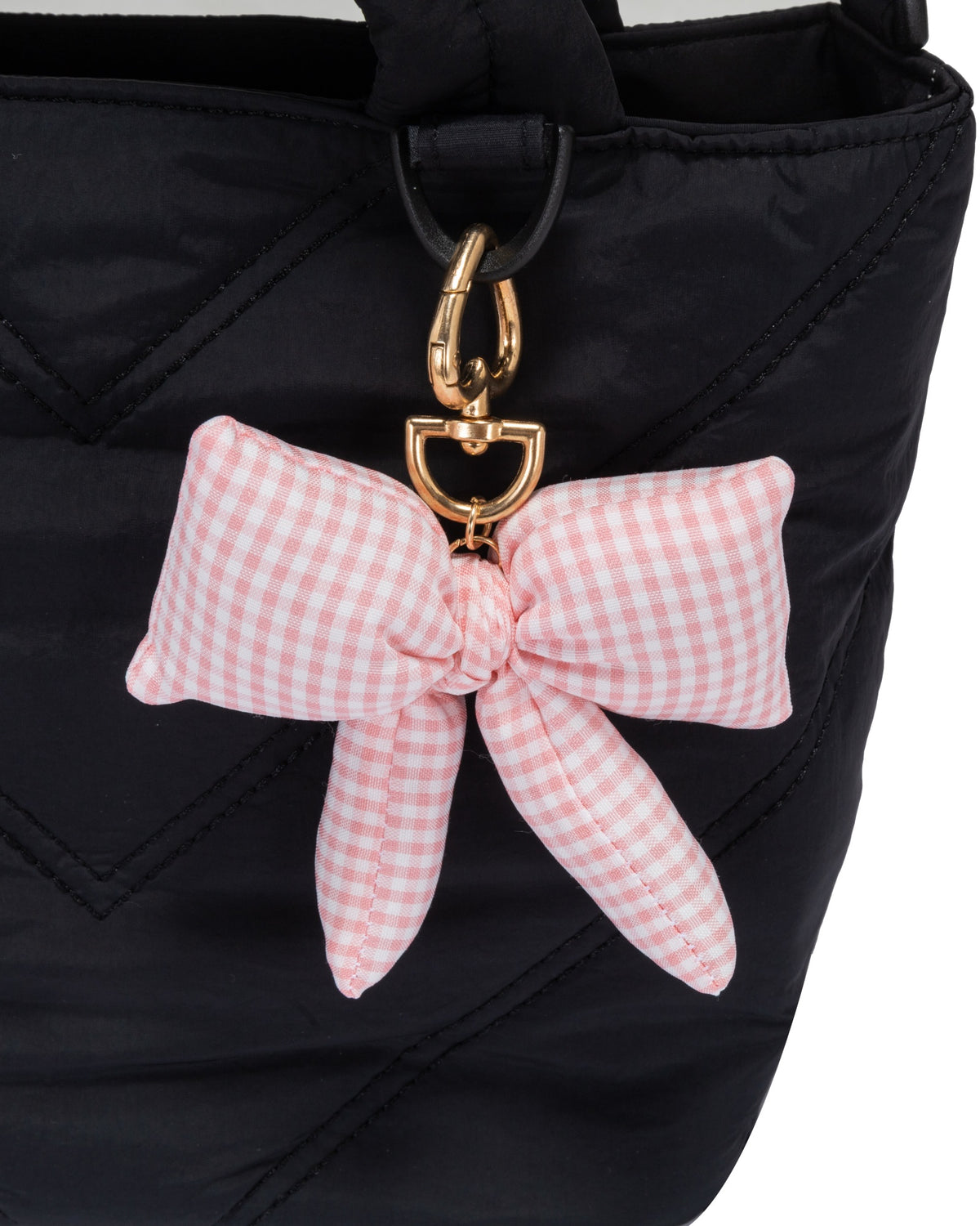Mini Puffer Tote Bag - Crossbody Strap & Bow Charm