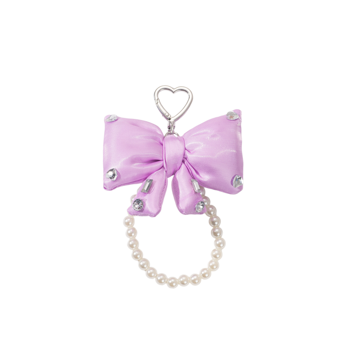Rhinestone Bow Bag Charm - Sparkly Pearl Keychain