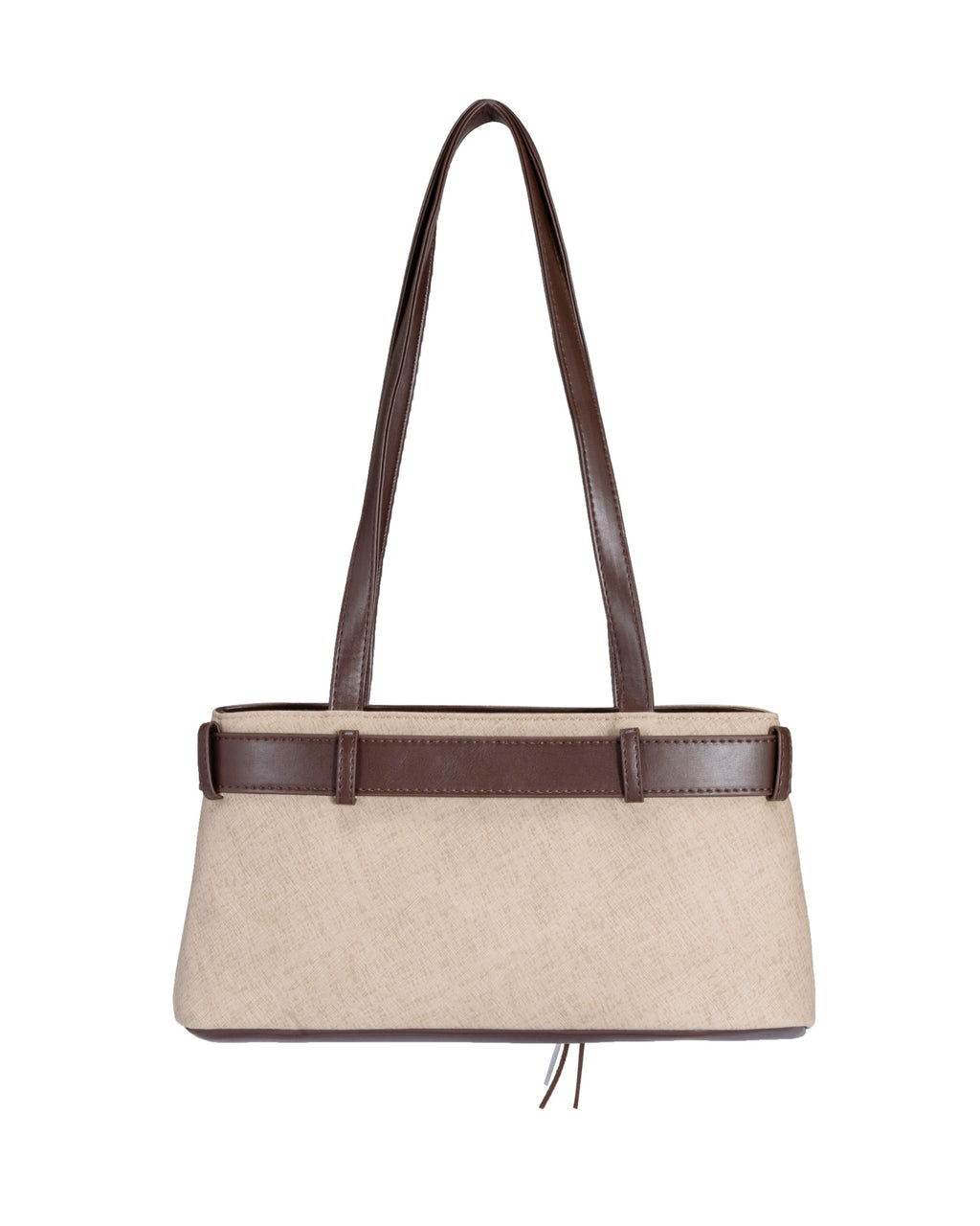Belted Faux Leather Shoulder Bag with Leaf Charm