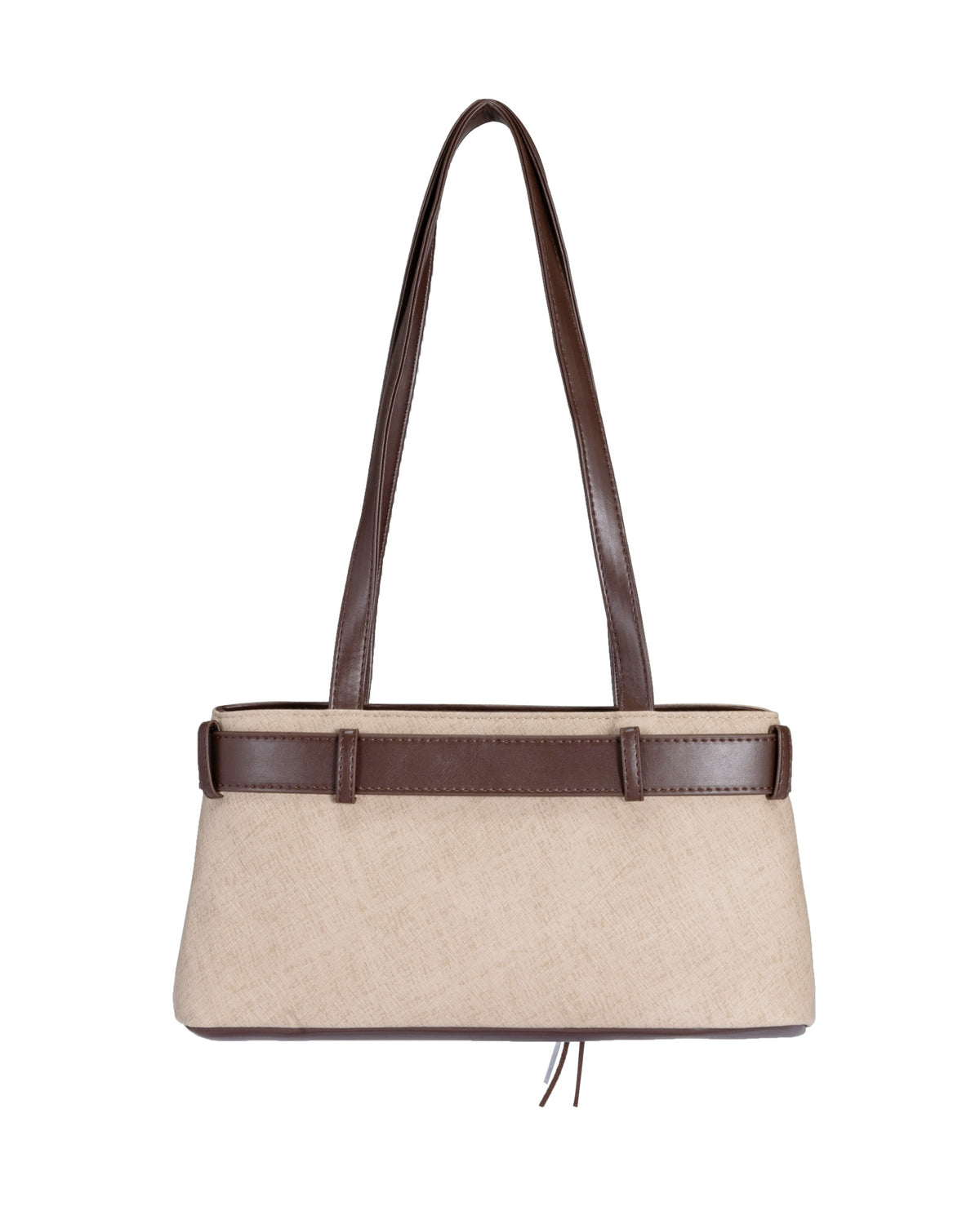 Belted Faux Leather Shoulder Bag with Leaf Charm