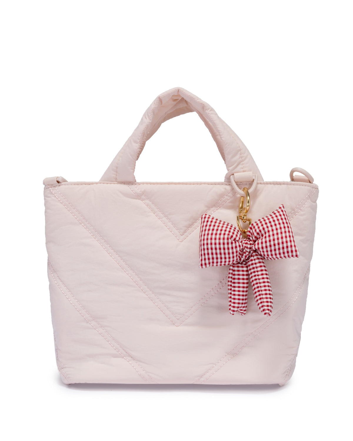 Mini Puffer Tote Bag - Crossbody Strap & Bow Charm