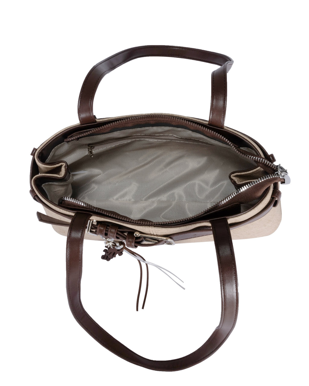 Belted Faux Leather Shoulder Bag with Leaf Charm