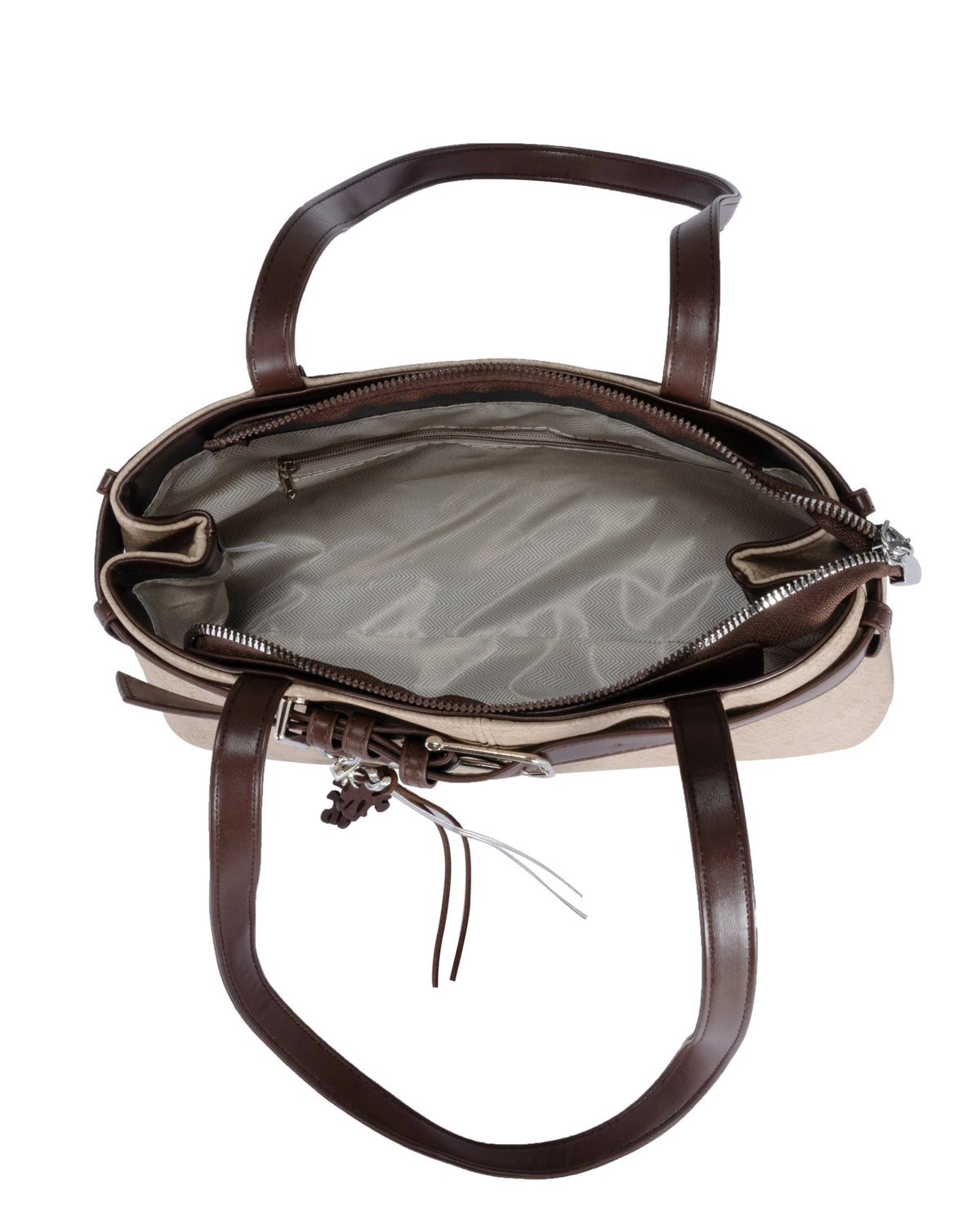 Belted Faux Leather Shoulder Bag with Leaf Charm