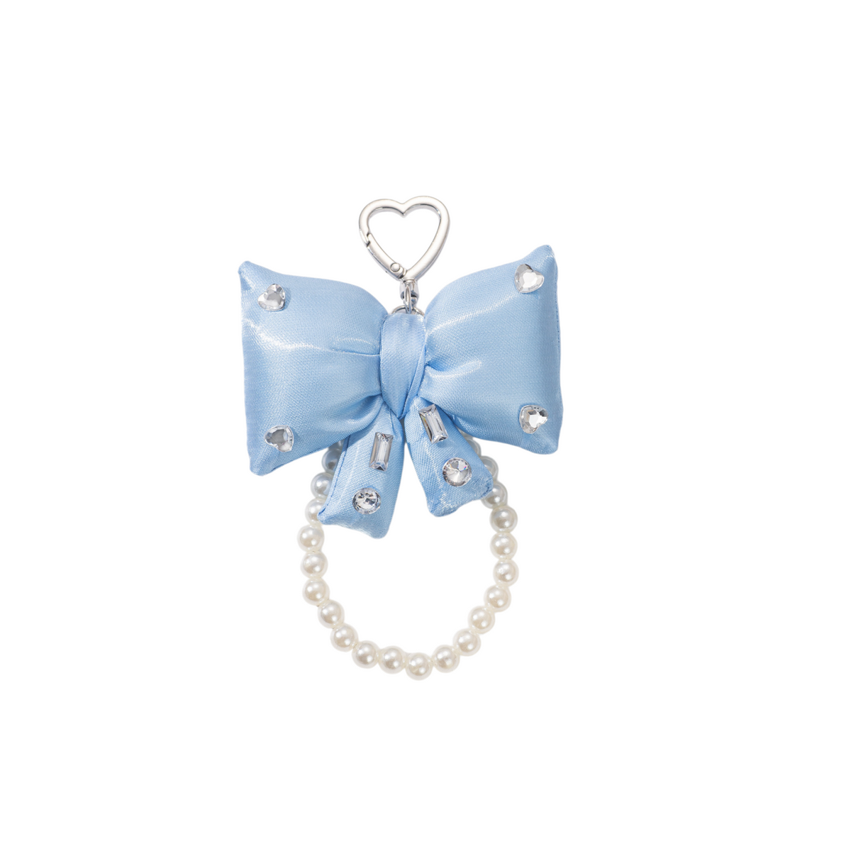 Rhinestone Bow Bag Charm - Sparkly Pearl Keychain