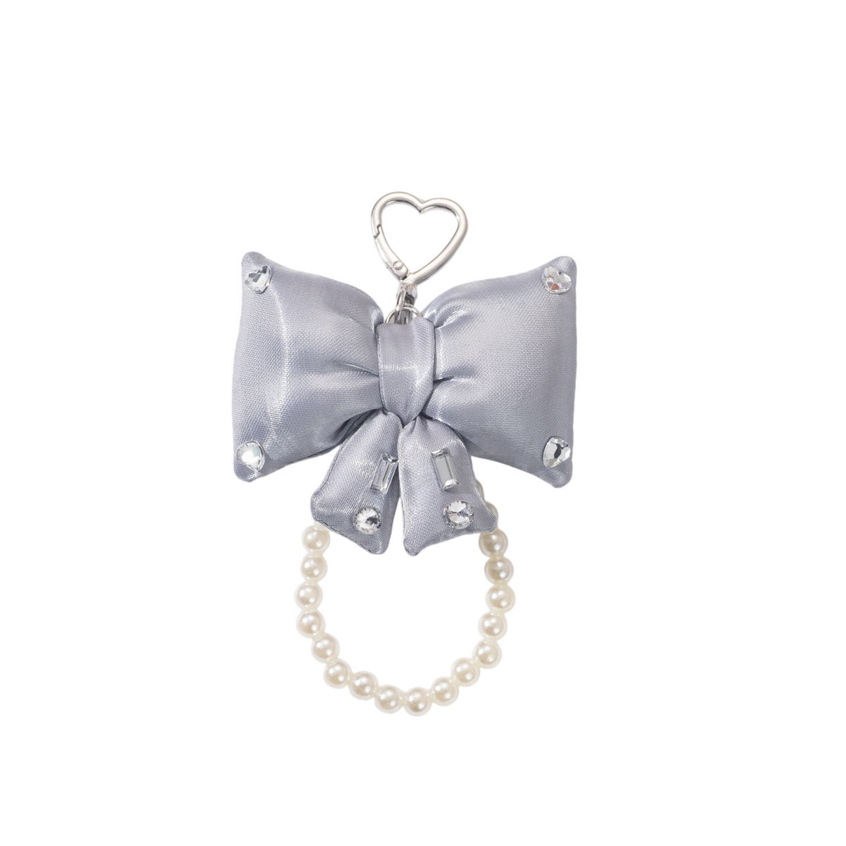 Rhinestone Bow Bag Charm - Sparkly Pearl Keychain