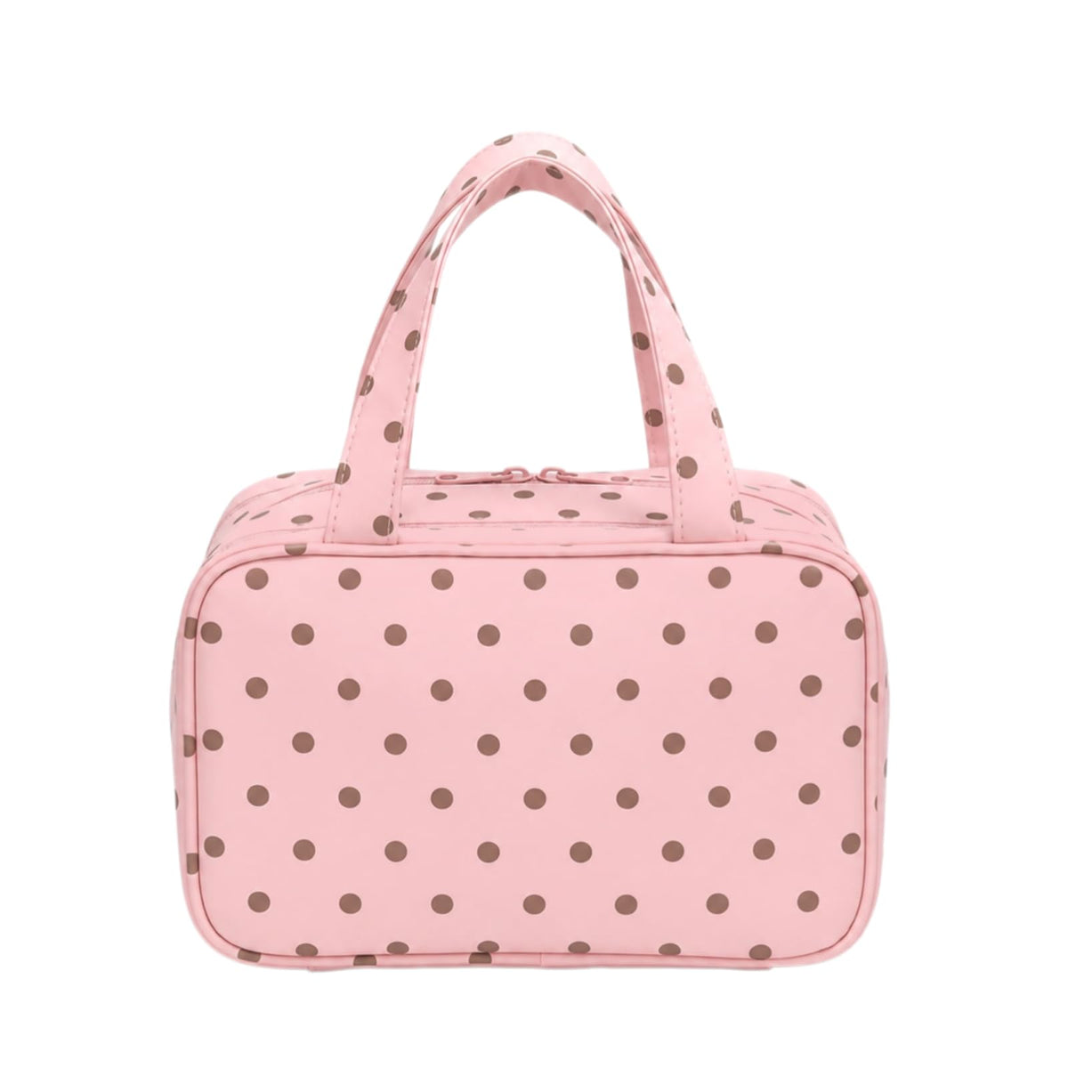 Polka Dot Travel Makeup Bag - 3-Zone Large Capacity Organizer